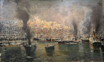 Boats and the ship Africa in harbor - Zardetti Eugen
